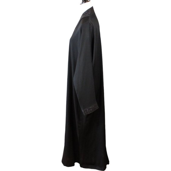 Beaded Kaftan Dress Size M/L Custom Abaya Black Long Sleeve Approx. Formal D199 - Picture 4 of 12